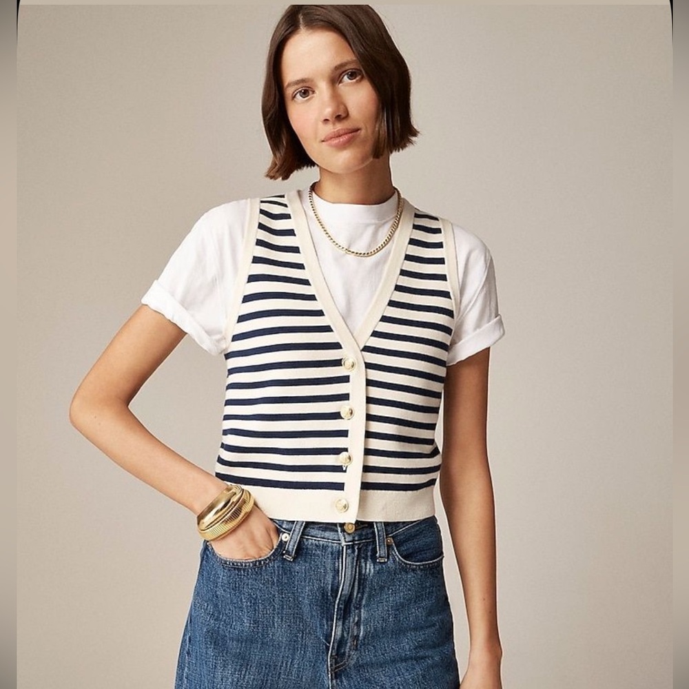 J.Crew Emilie Striped V-Neck Sweater Vest